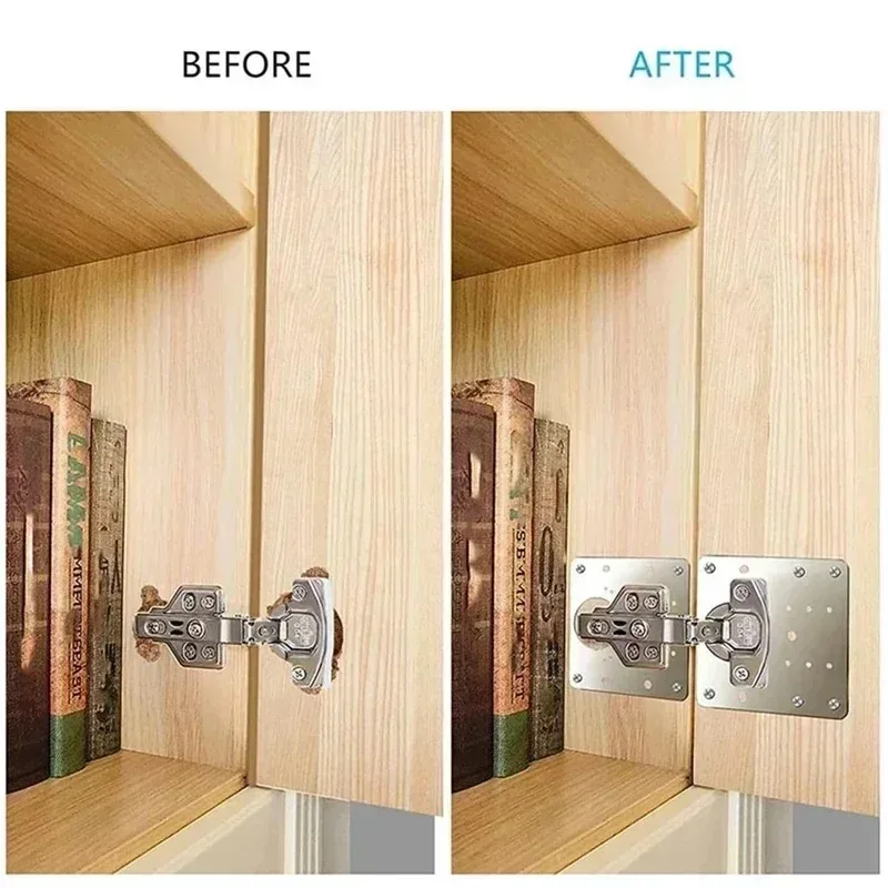 Square Cabinet Hinge Repair Plates Stainless Steel Door Hinge Mounting Plate with Hole and Screws for Furniture Cabinet Cupboard thumbnail 4