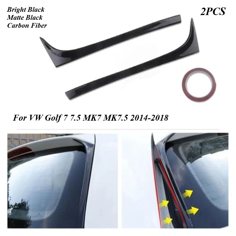 2pcs For VW Golf 7 7.5 MK7 MK7.5 2014-2018 Glossy Black ABS Rear Window Side Trunk Spoiler Canard Canards Splitter Accessories