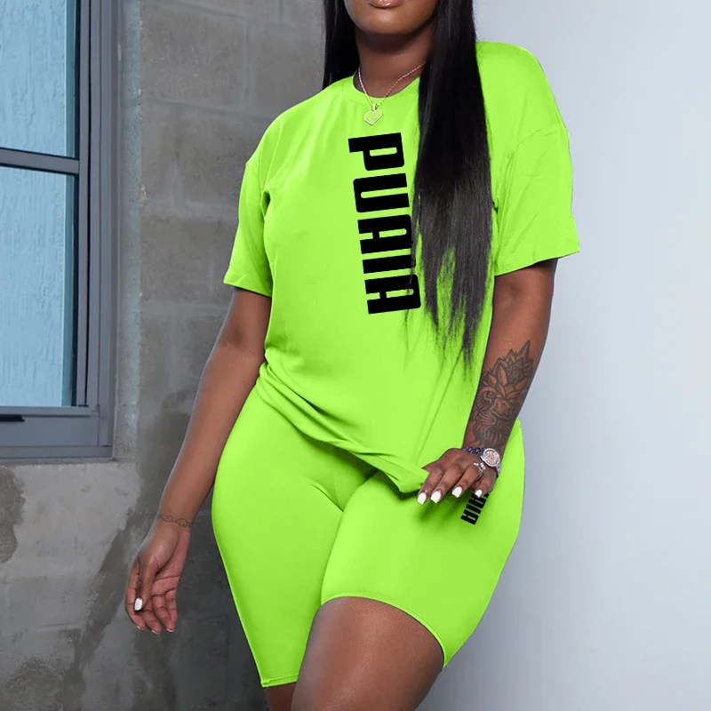 2026 Summer New Arrival Women's Shorts 2pcs Set Ladies Daily Casual Sports Short Sleeved Tracksuit Fashion Printed T-shirt Wear thumbnail 3