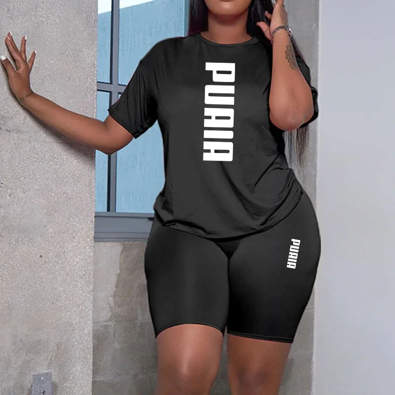 2026 Summer New Arrival Women's Shorts 2pcs Set Ladies Daily Casual Sports Short Sleeved Tracksuit Fashion Printed T-shirt Wear thumbnail 2