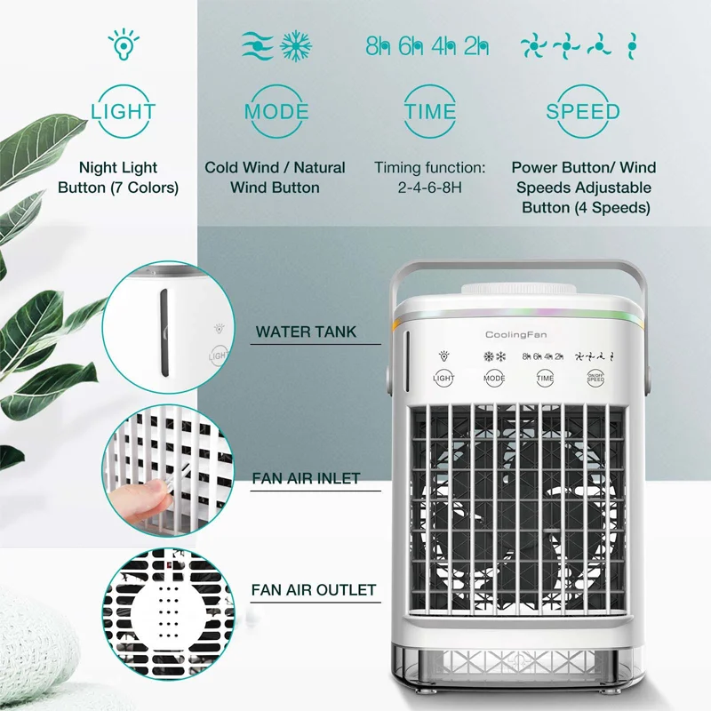 Popular mini air cooler USB air conditioning fan office desktop small water cooling fan spray humidification cooling fan thumbnail 4