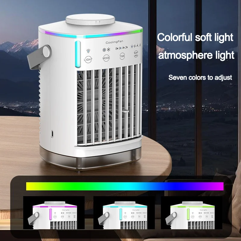 Popular mini air cooler USB air conditioning fan office desktop small water cooling fan spray humidification cooling fan thumbnail 6