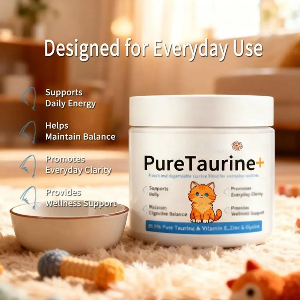 Pure Taurine Powder For Cats And Dogs Digestive Health Heart Eye Support Daily Wellness Supplement Vitamin E Zinc Glycine thumbnail 5