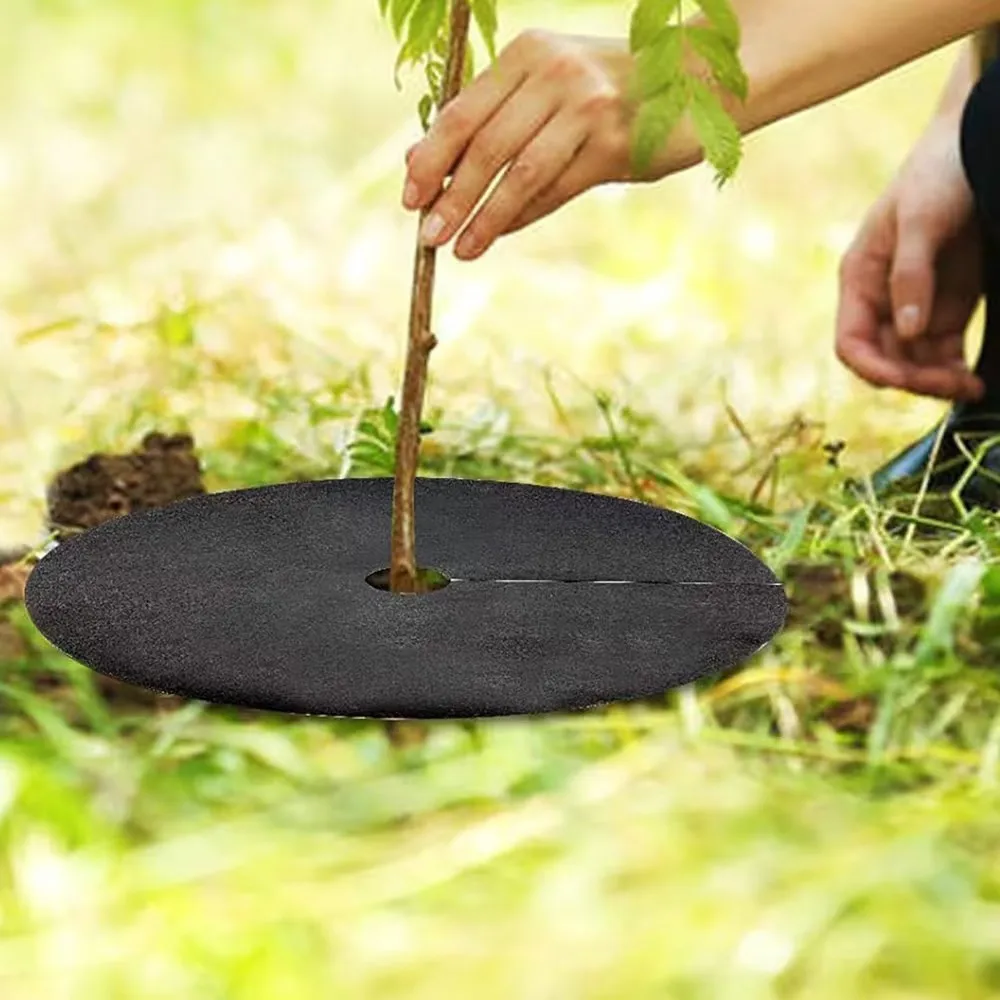 10/20Pcs Non-Woven Tree Mulch Ring Tree Protection Weed Mats Round Weed Barrier Lawn Cover to prevent weed growth for Garden thumbnail 3