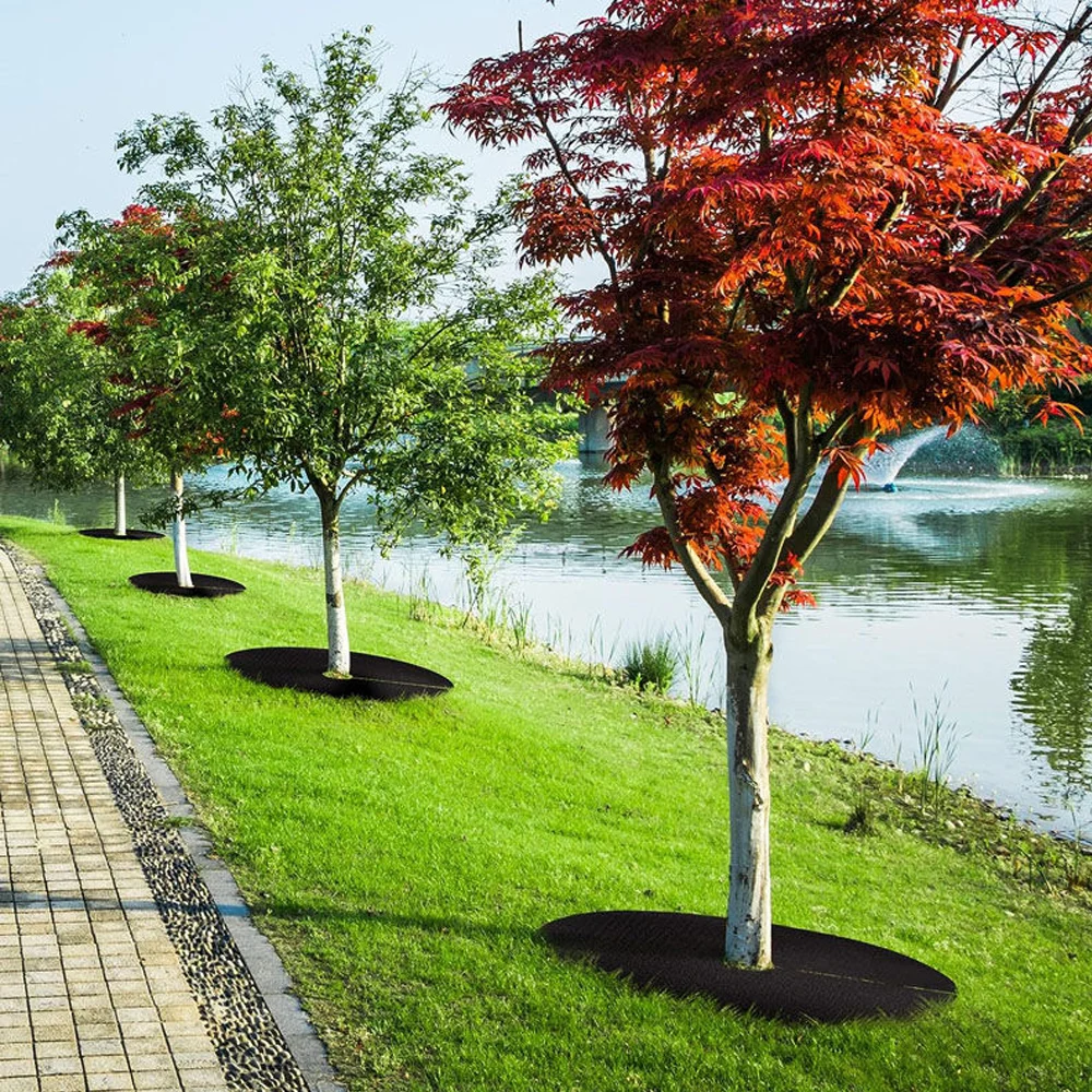 10/20Pcs Non-Woven Tree Mulch Ring Tree Protection Weed Mats Round Weed Barrier Lawn Cover to prevent weed growth for Garden thumbnail 5