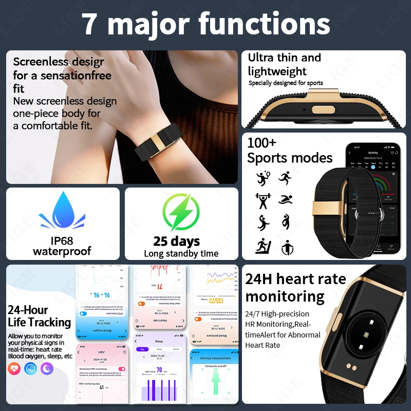 New Fitness Tracker Heart Rate Sleep Monitor Pedometer Waterproof Sport Band Smart Watch for Men Women Electronic Bracelet 2026 thumbnail 6