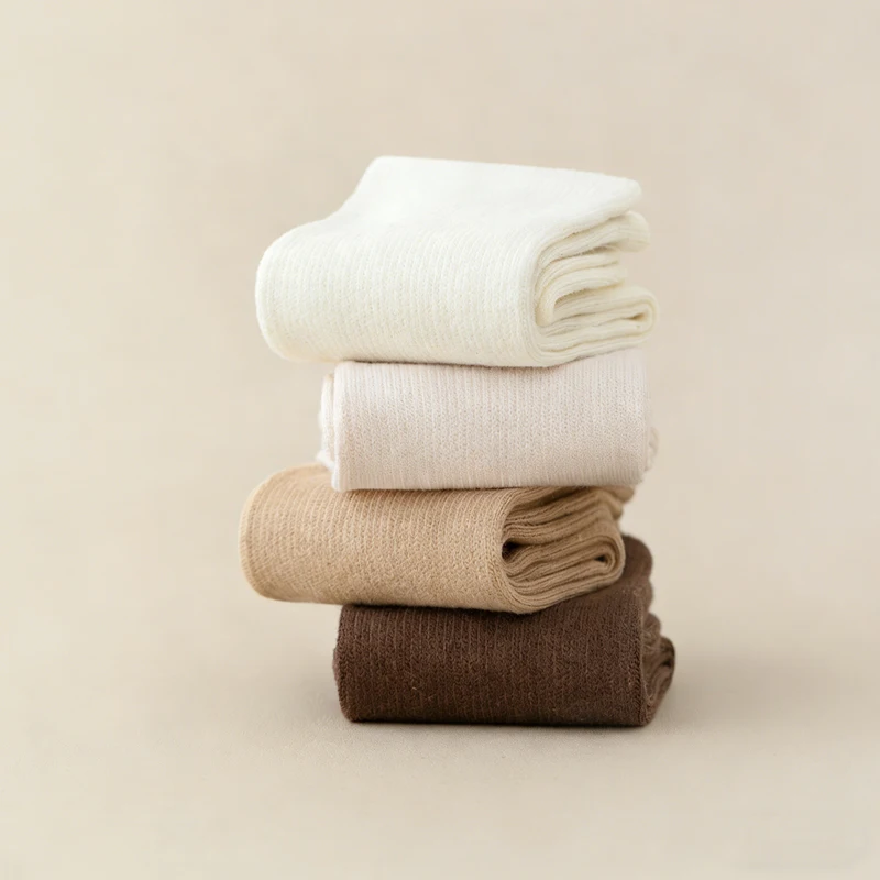 Women's Solid Color Cotton Socks With Elastic Band Mid Tube Comfortable Casual Stockings for Spring Autumn thumbnail 6