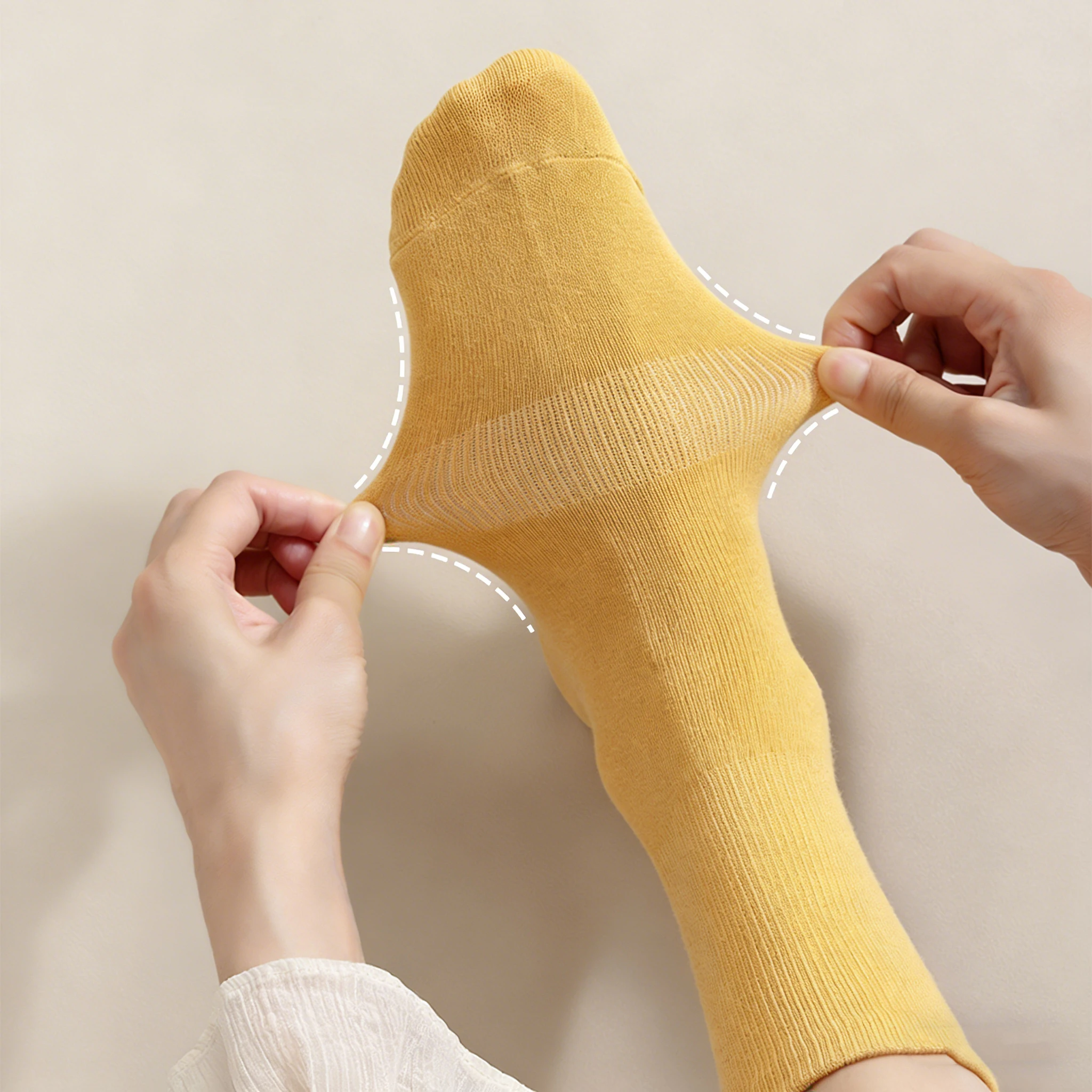 Women's Solid Color Cotton Socks With Elastic Band Mid Tube Comfortable Casual Stockings for Spring Autumn thumbnail 2