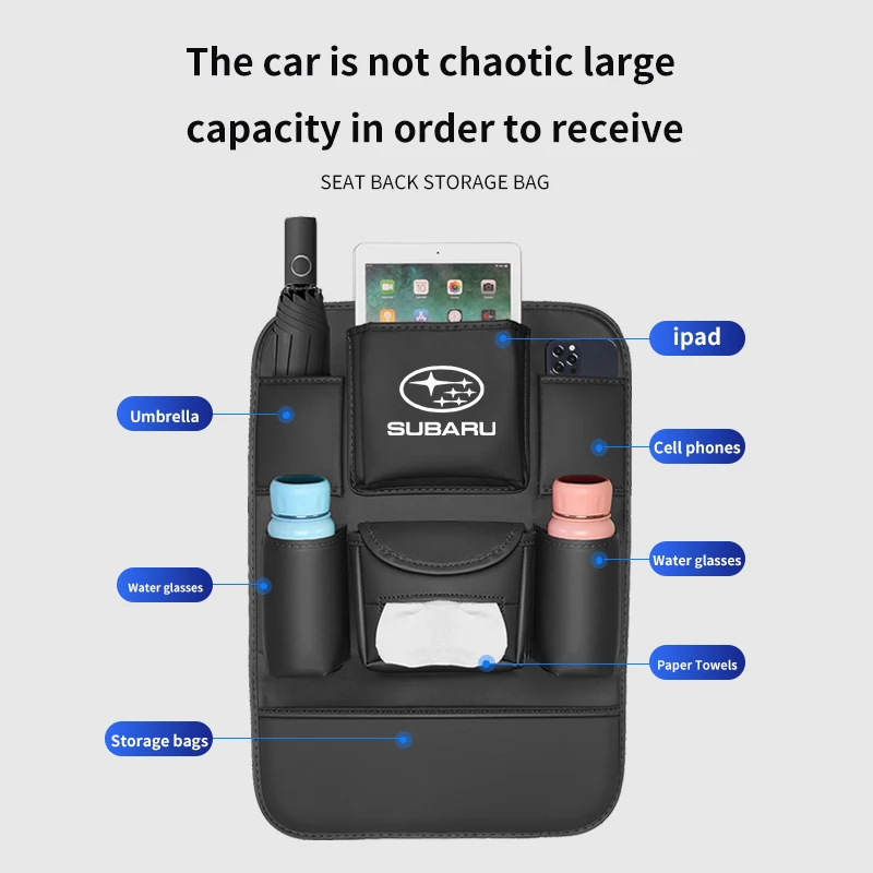 Car Seat Back Storage Bag Backrest Anti-kick Pad For Subaru Outback Brz Wrx Xv Ascent Forester Impreza Legacy Auto Accessories thumbnail 6