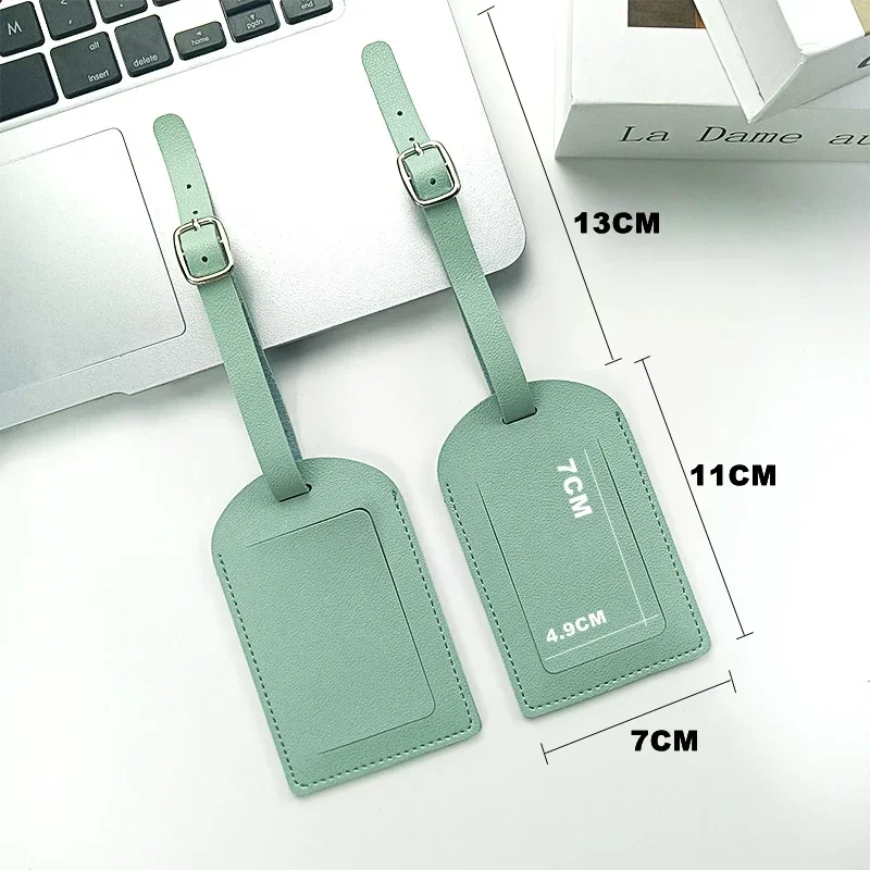 Suitcase Identifier Label Baggage PU Leather Boarding Bag Tag Name ID Address Holder Accessorie Travel Luggage Tag for Women Men thumbnail 3