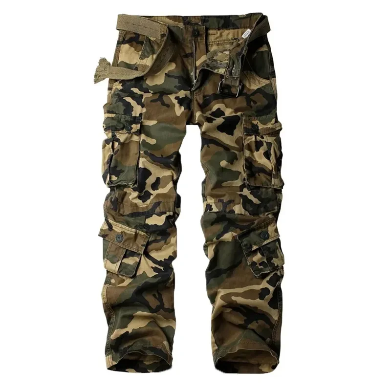 Cross-Border Amazon Men's Pure Cotton Camouflage Cargo Pants Straight-Leg Loose-Fit Casual Trousers Wear-Resistant Work Pants Fo