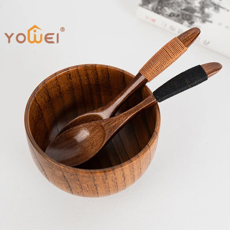 Small Wooden Spoon Children Soup Spoon Natural Wood Japanese Honey Sugar Salt Seasoning Spoon Dessert Tea Coffee Scoop Spoon