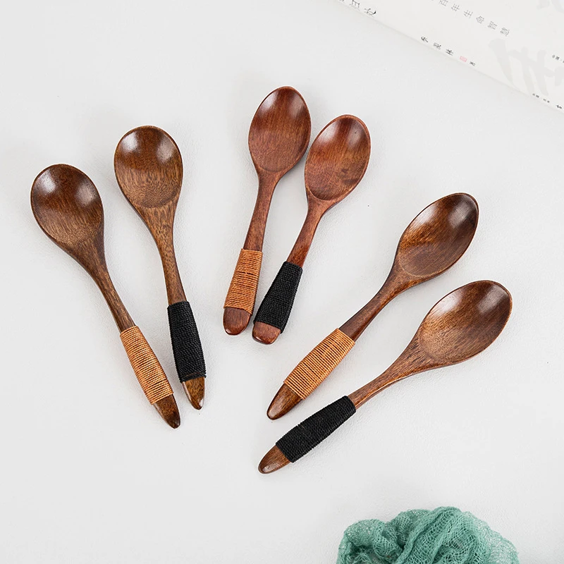 Small Wooden Spoon Children Soup Spoon Natural Wood Japanese Honey Sugar Salt Seasoning Spoon Dessert Tea Coffee Scoop Spoon thumbnail 4