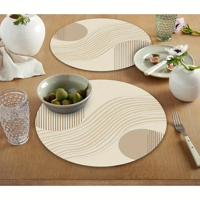 VIKAMA 4-Piece Modern Minimalist Round Placemat Set Kitchen Dining Table Coffee Table Home Decor
