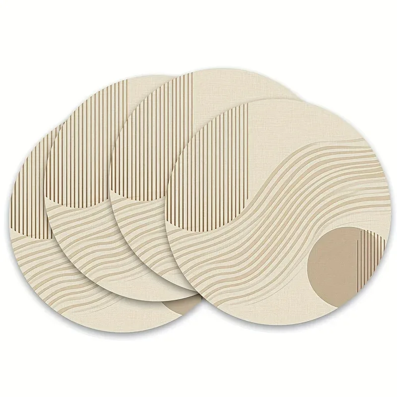 VIKAMA 4-Piece Modern Minimalist Round Placemat Set Kitchen Dining Table Coffee Table Home Decor thumbnail 2