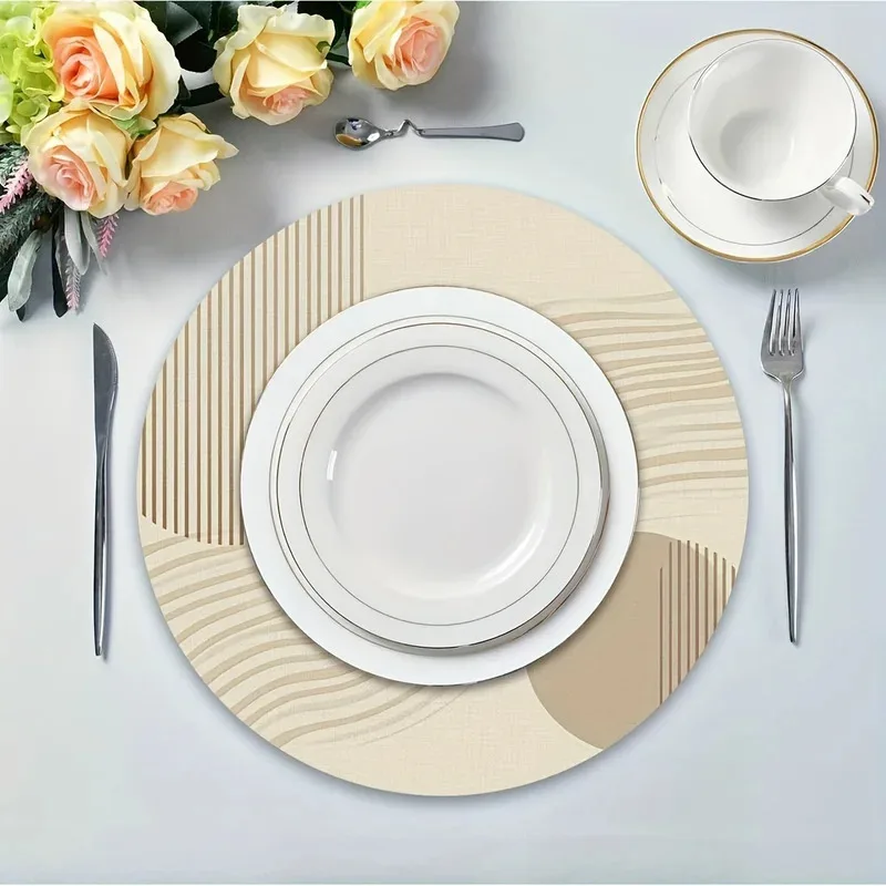 VIKAMA 4-Piece Modern Minimalist Round Placemat Set Kitchen Dining Table Coffee Table Home Decor thumbnail 3