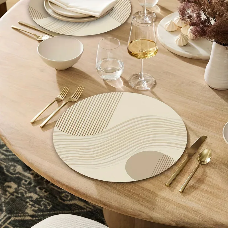 VIKAMA 4-Piece Modern Minimalist Round Placemat Set Kitchen Dining Table Coffee Table Home Decor thumbnail 4