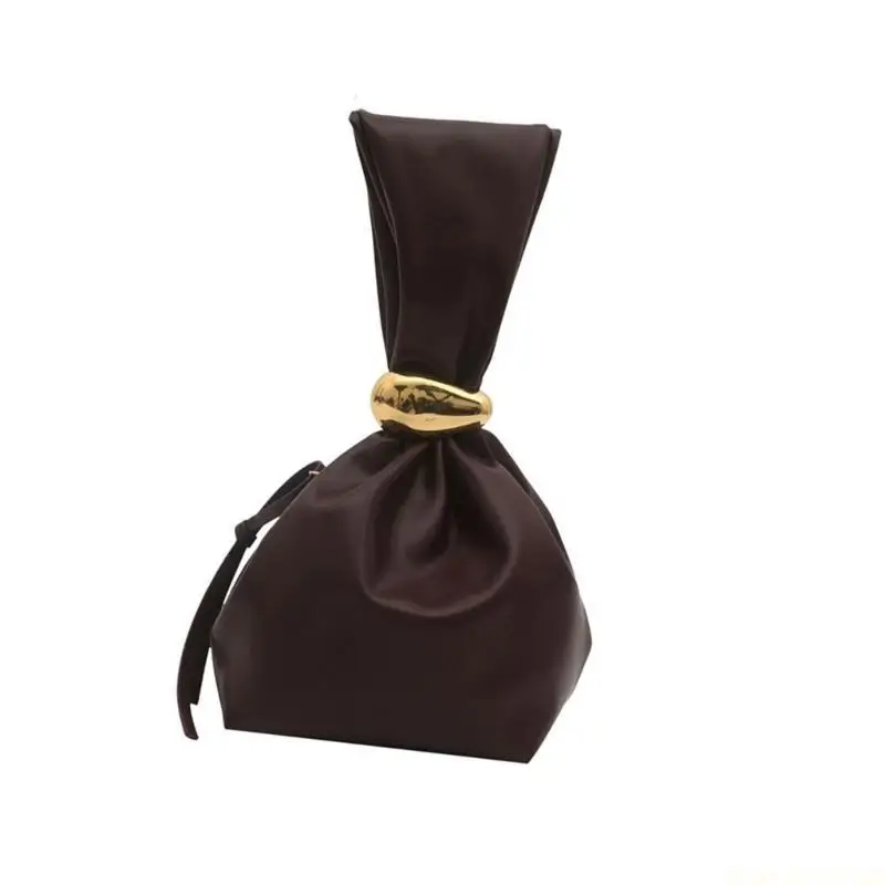 X90D Fashionable Women's Bag Portable Pleated Bucket Bag Large Capacity PU Leather Wristlet Handbag for Various Occasion thumbnail 2