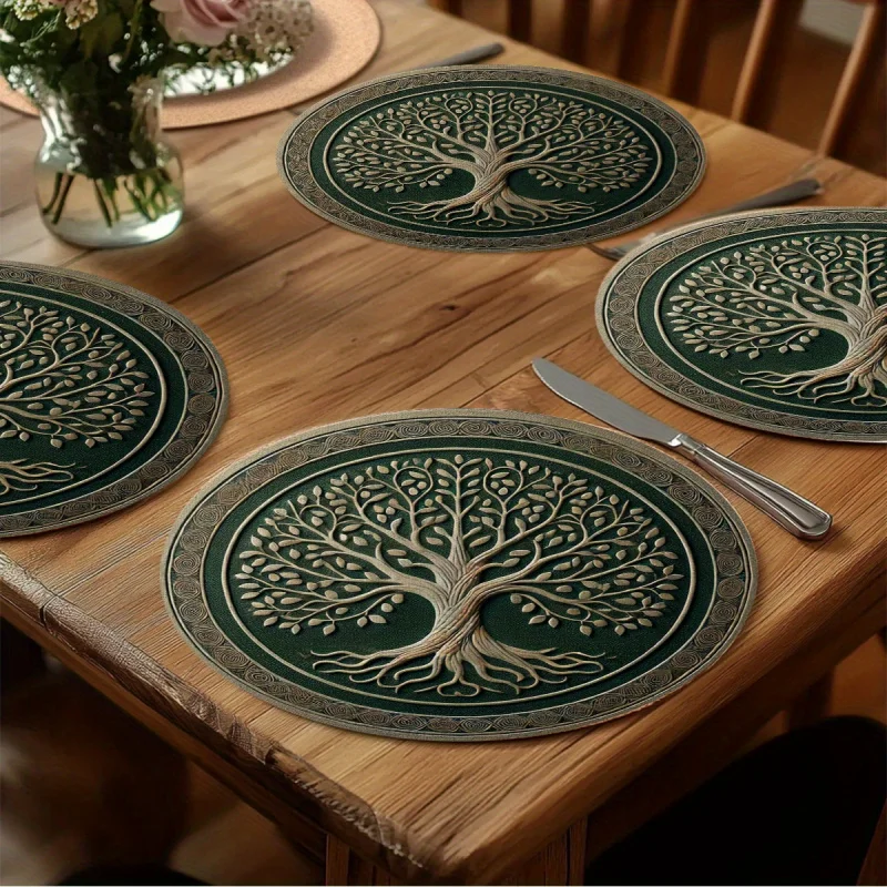 VIKAMA 4 PC Tree Of Life Symbol Placemats For Dining Rooms And Holiday Parties Suitable For Coffee Tables And Home Decor thumbnail 6