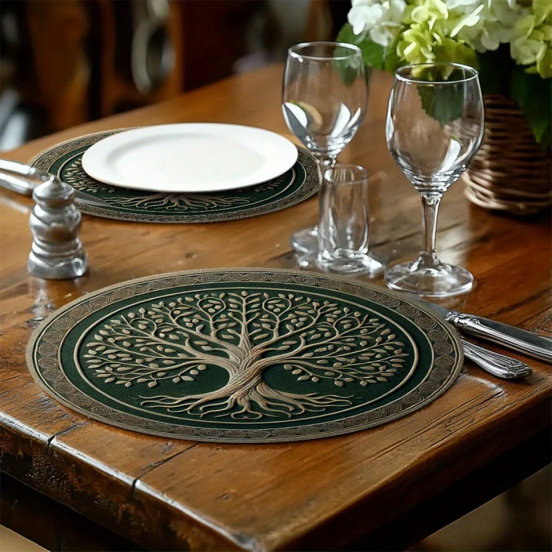 VIKAMA 4 PC Tree Of Life Symbol Placemats For Dining Rooms And Holiday Parties Suitable For Coffee Tables And Home Decor thumbnail 5