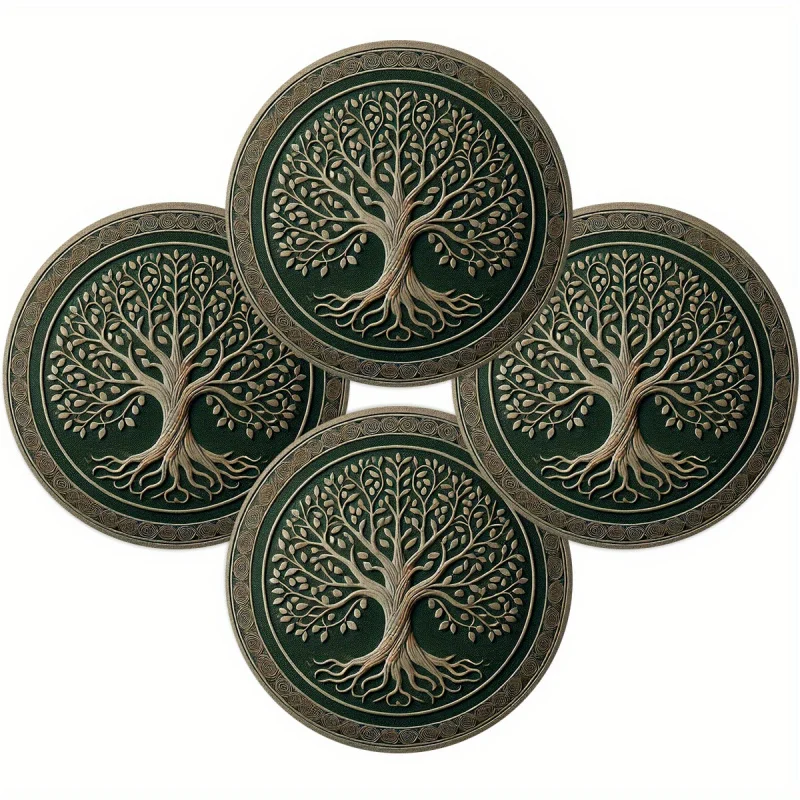 VIKAMA 4 PC Tree Of Life Symbol Placemats For Dining Rooms And Holiday Parties Suitable For Coffee Tables And Home Decor thumbnail 4