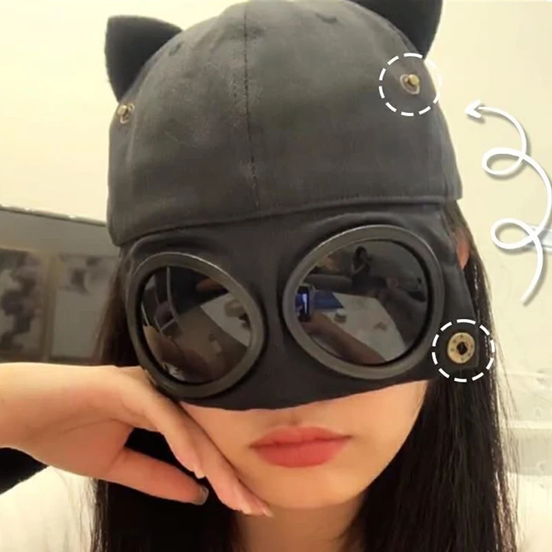 Women Baseball Cap With Sunglasses Funny Hip Hop Duck Tongue Cap Pilot Glasses Outdoor Sports Sun Hat