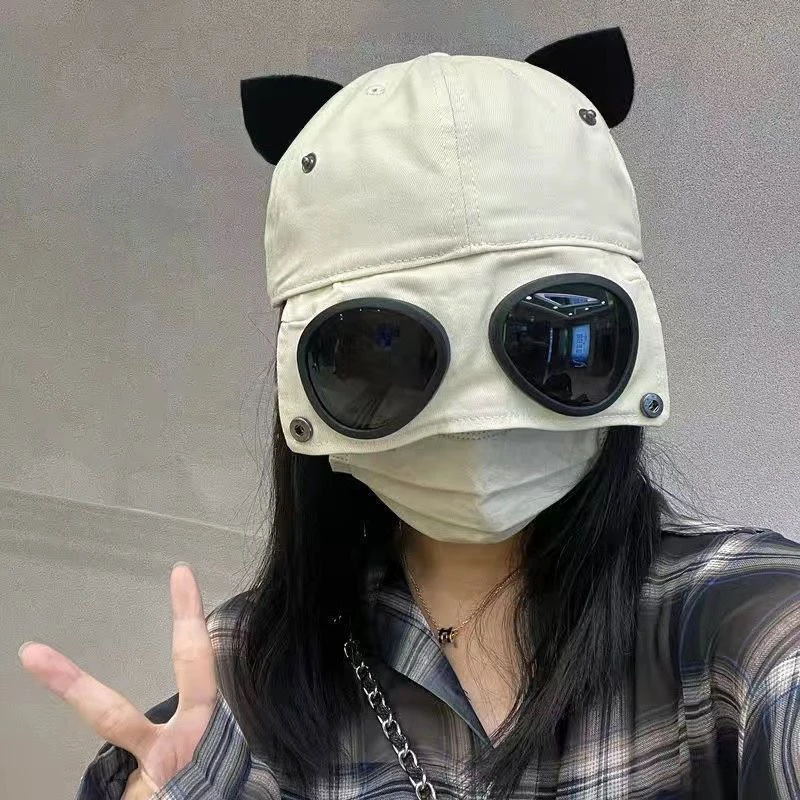 Women Baseball Cap With Sunglasses Funny Hip Hop Duck Tongue Cap Pilot Glasses Outdoor Sports Sun Hat thumbnail 5