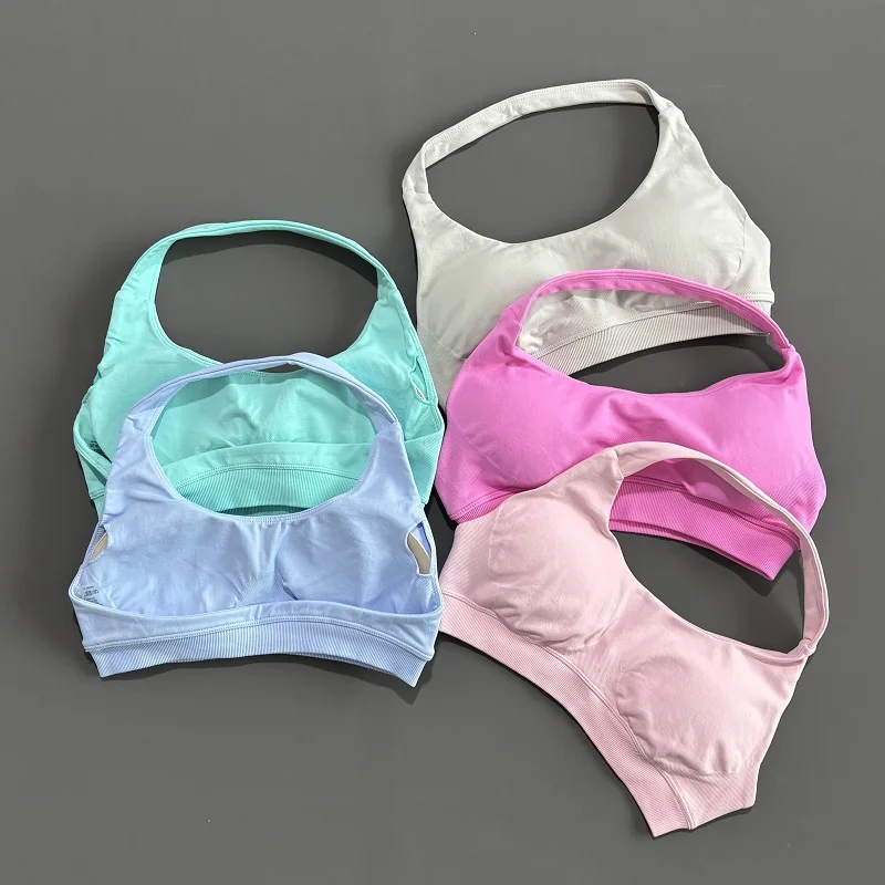 Sports Bra Women Seamless Yoga Halter Bra Top High Support Open Back Bra Fitness Push-up Activewear Workout Gym Underwear thumbnail 3