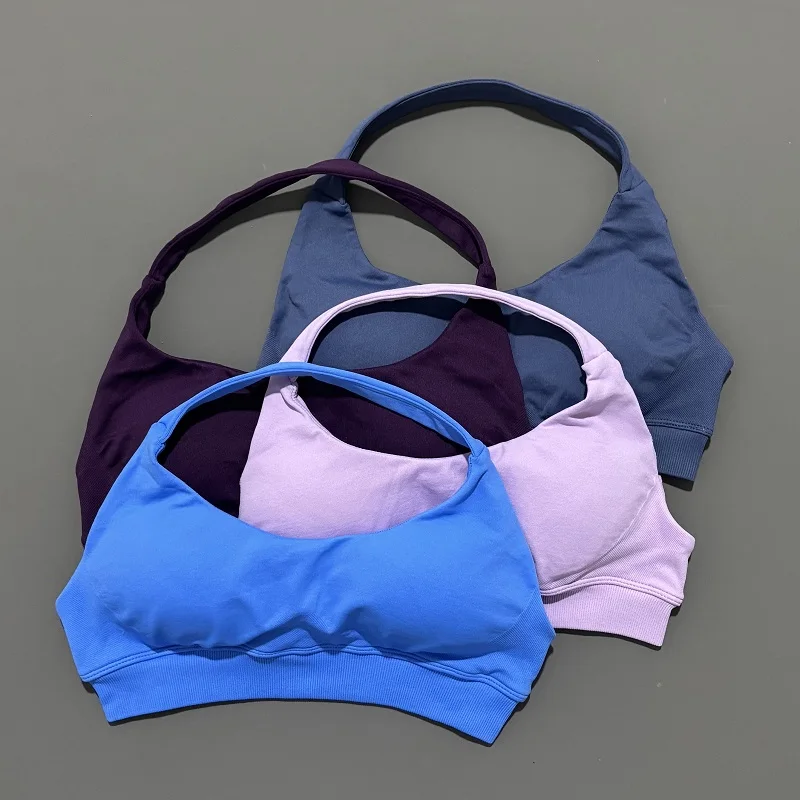 Sports Bra Women Seamless Yoga Halter Bra Top High Support Open Back Bra Fitness Push-up Activewear Workout Gym Underwear thumbnail 4