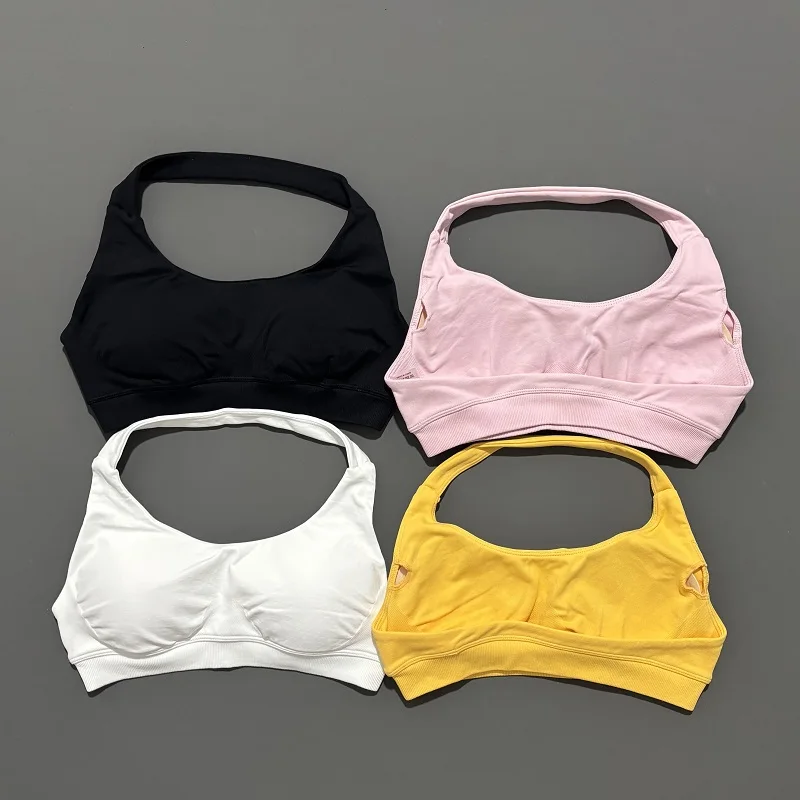 Sports Bra Women Seamless Yoga Halter Bra Top High Support Open Back Bra Fitness Push-up Activewear Workout Gym Underwear thumbnail 5