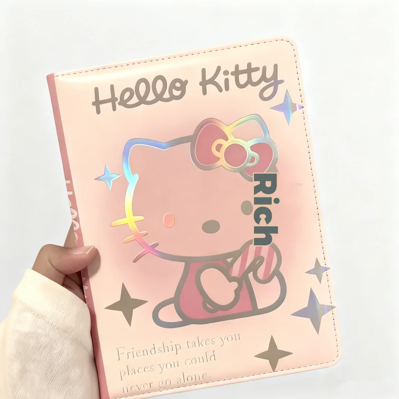 Kawaii Japanese Style Cartoon Hello Kitty Leather Notebook Soft PU Colored Page Diary High-Value Cute Surprise Gift for Fans