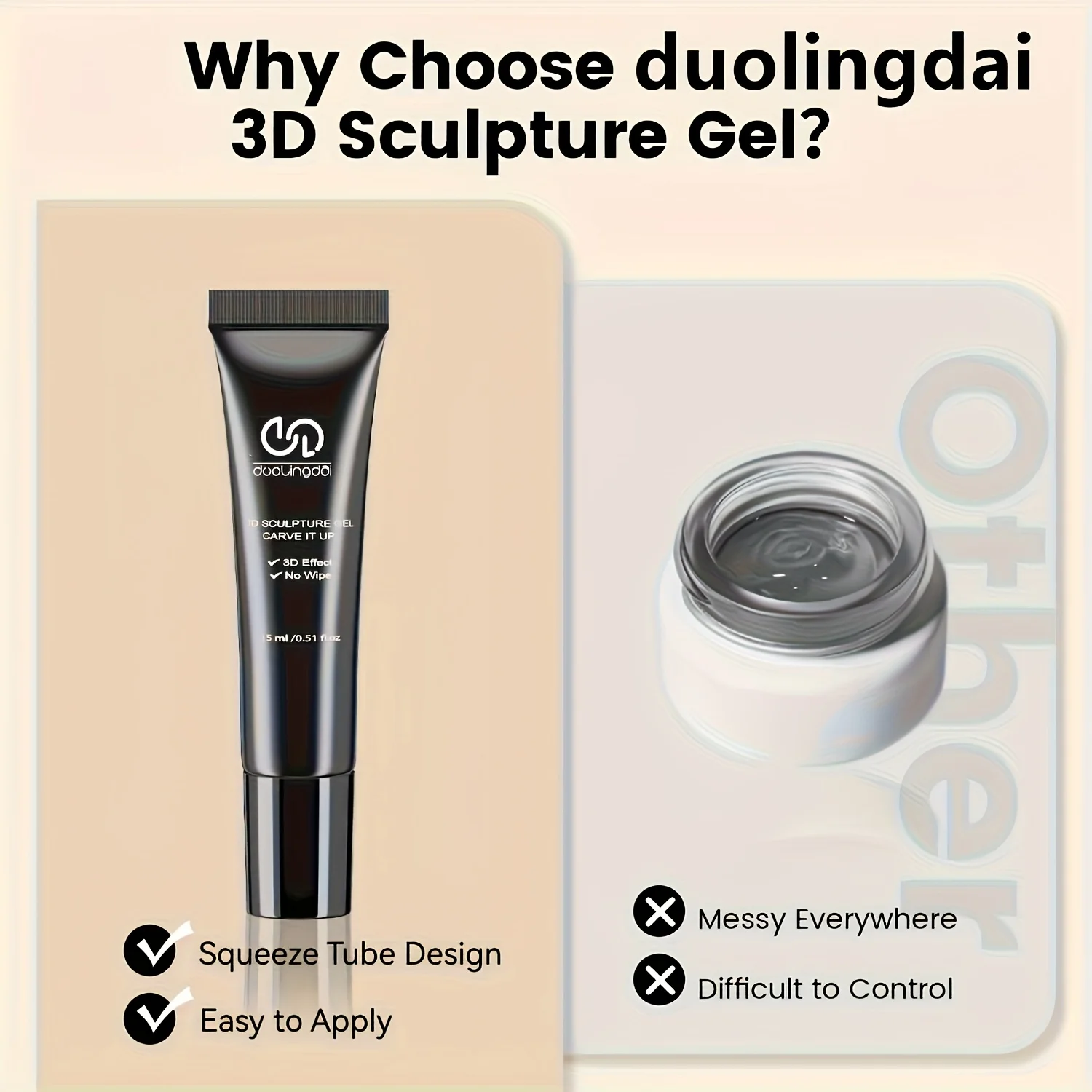 3D Gel - Nail Art Modeling Gel, Suitable for Nail Design Autumn And Winter DIY Nail Art for Painting, Molding, Sculpting thumbnail 4