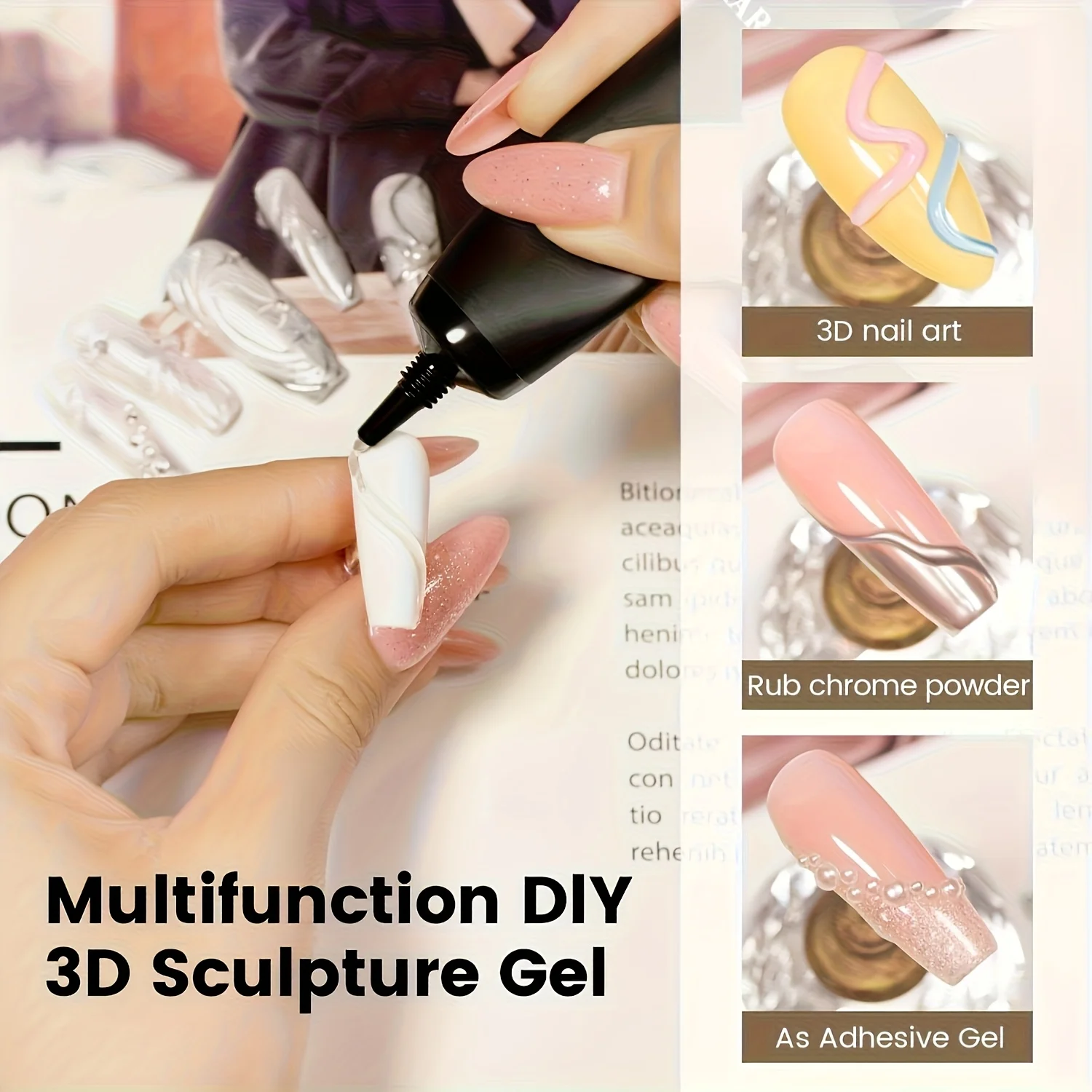 3D Gel - Nail Art Modeling Gel, Suitable for Nail Design Autumn And Winter DIY Nail Art for Painting, Molding, Sculpting thumbnail 6
