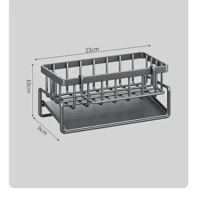 Kitchen Space Aluminum Sink Drain Rack Sponge Storage Faucet Holder Soap Drainer Shelf Basket Organizer Bathroom Accessories thumbnail 6