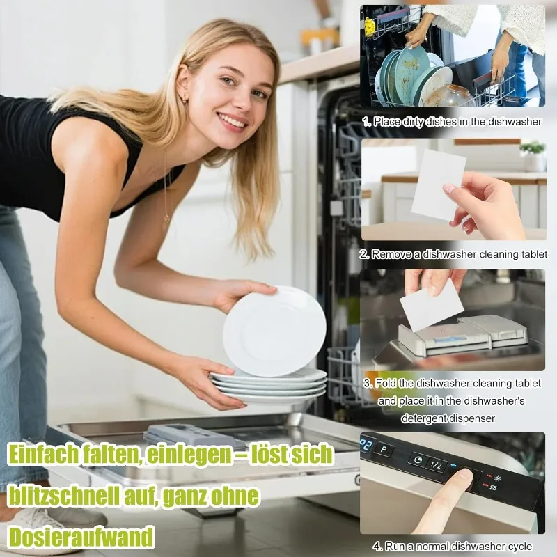 100/10x Lemon Scented Dishwashing Tablet Dissolve Oil Stains Descaling Concentrated Dishwasher Detergent Tablet Kitchen Cleaning thumbnail 4