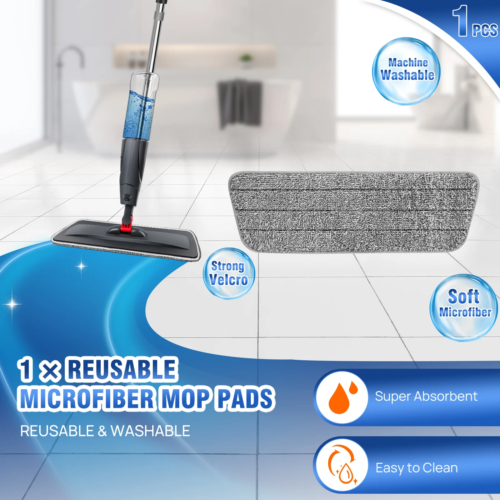 Spray Mop,Microfiber Spray Mop for Floor Cleaning Wet Dry, 360 Degree Spin Dust Home Kitchen Hardwood Floor Flat Mops with 700ML thumbnail 3