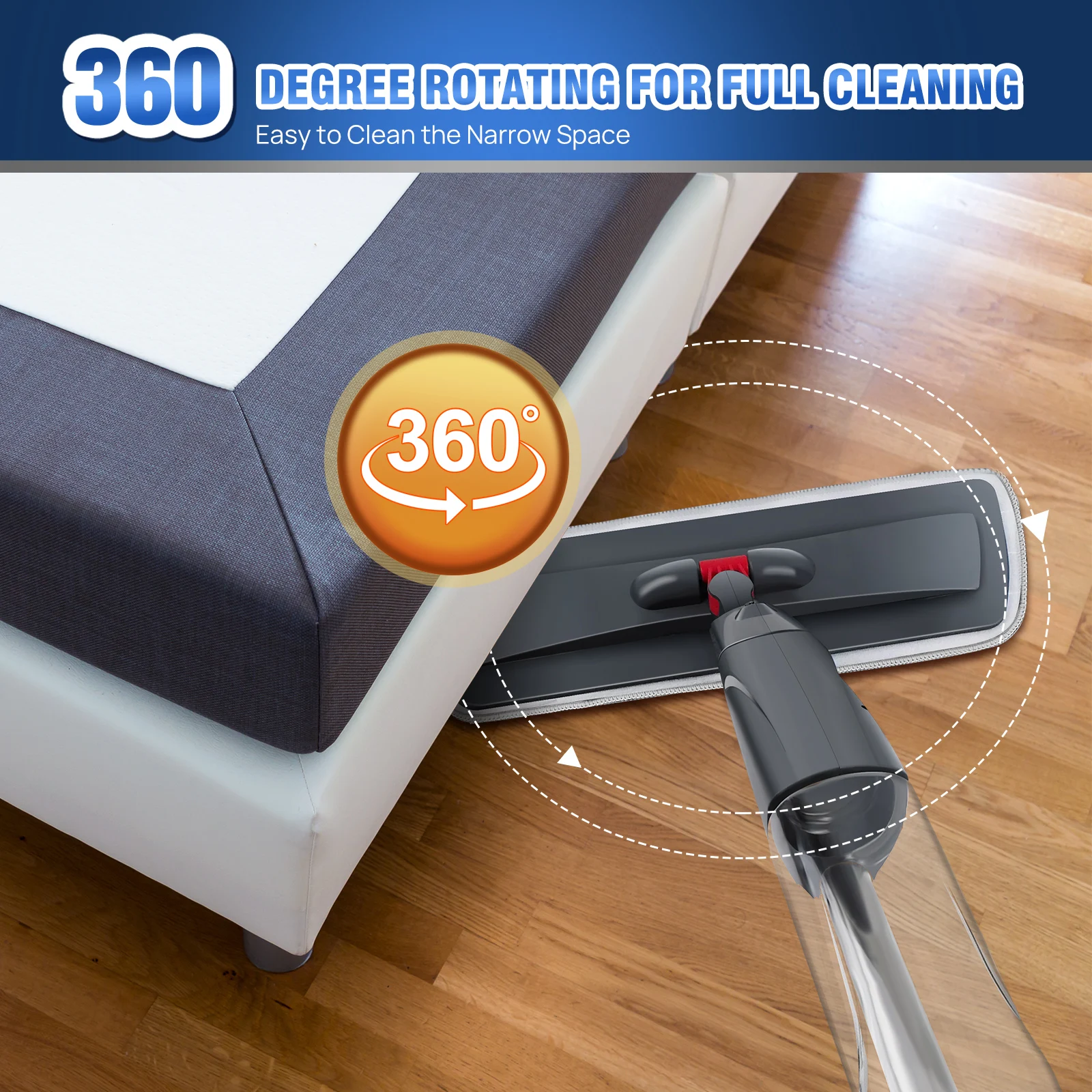 Spray Mop,Microfiber Spray Mop for Floor Cleaning Wet Dry, 360 Degree Spin Dust Home Kitchen Hardwood Floor Flat Mops with 700ML thumbnail 5