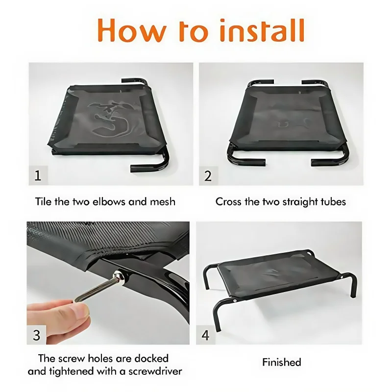 BRIEFNESS Waterproof Elevated Dog Bed with Non-Slip Feet, Breathable Mesh Washable Indoor/Outdoor Pet Sofa Bed for Camping Cats thumbnail 6