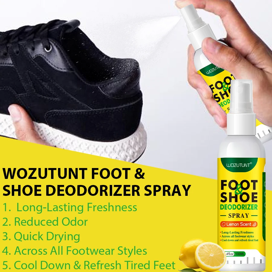 100ml Foot Shoes Deodorizer Spray Lemon Perfume Feet Shock Odor Nemesis Deodorant Removal Antibacterial Refresh Stink Freshener thumbnail 2