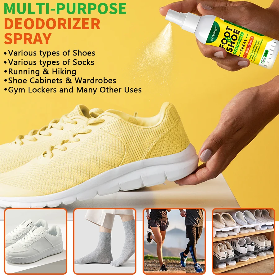 100ml Foot Shoes Deodorizer Spray Lemon Perfume Feet Shock Odor Nemesis Deodorant Removal Antibacterial Refresh Stink Freshener thumbnail 6