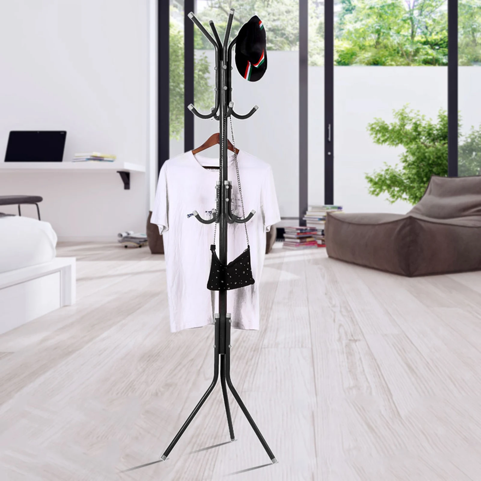 Clothes Stand Hanger Multi Hook Metal Coat Hat Rack Tree Stand Clothes Bag Hanger Organizer for Home Bedroom Coat Hat Rack