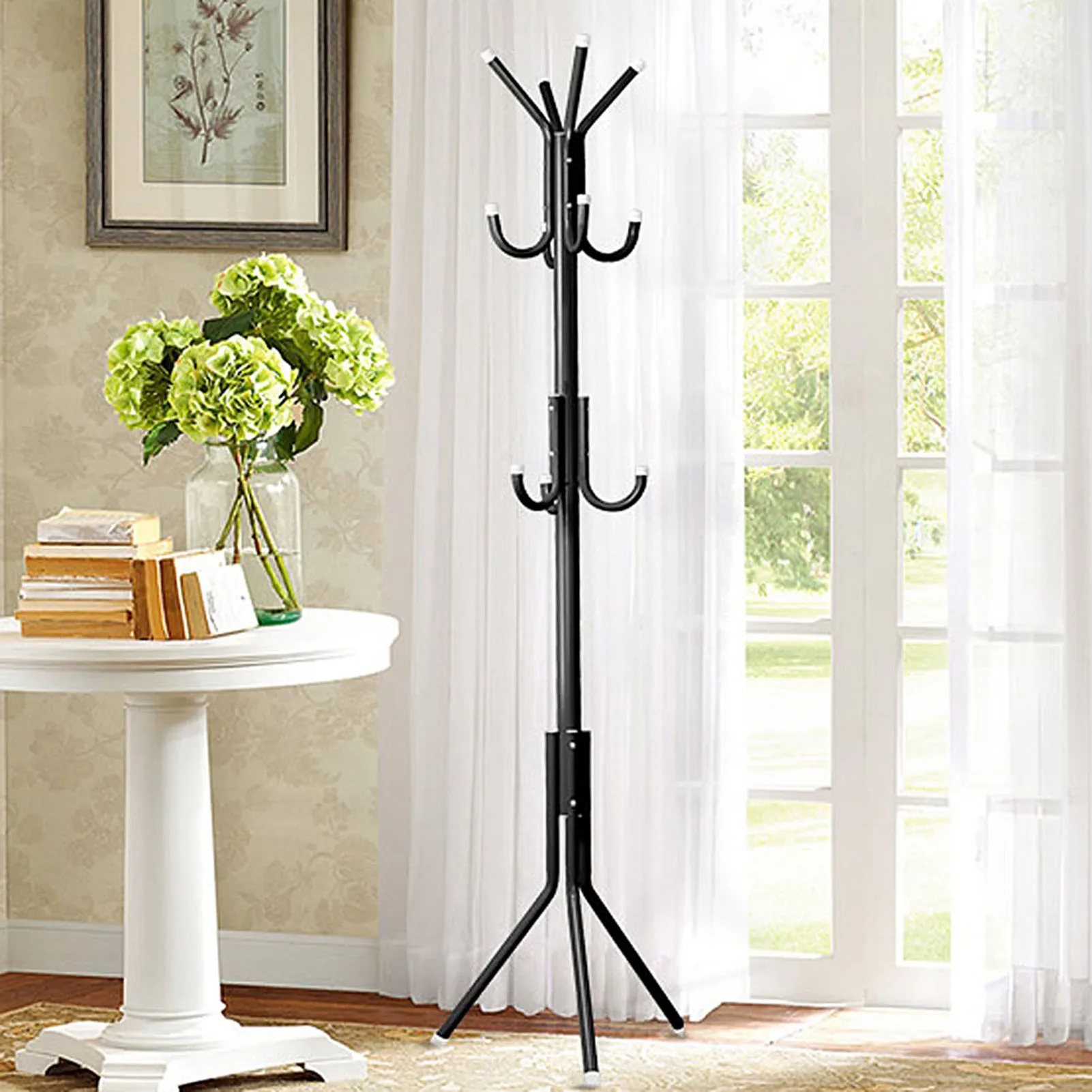 Clothes Stand Hanger Multi Hook Metal Coat Hat Rack Tree Stand Clothes Bag Hanger Organizer for Home Bedroom Coat Hat Rack thumbnail 2