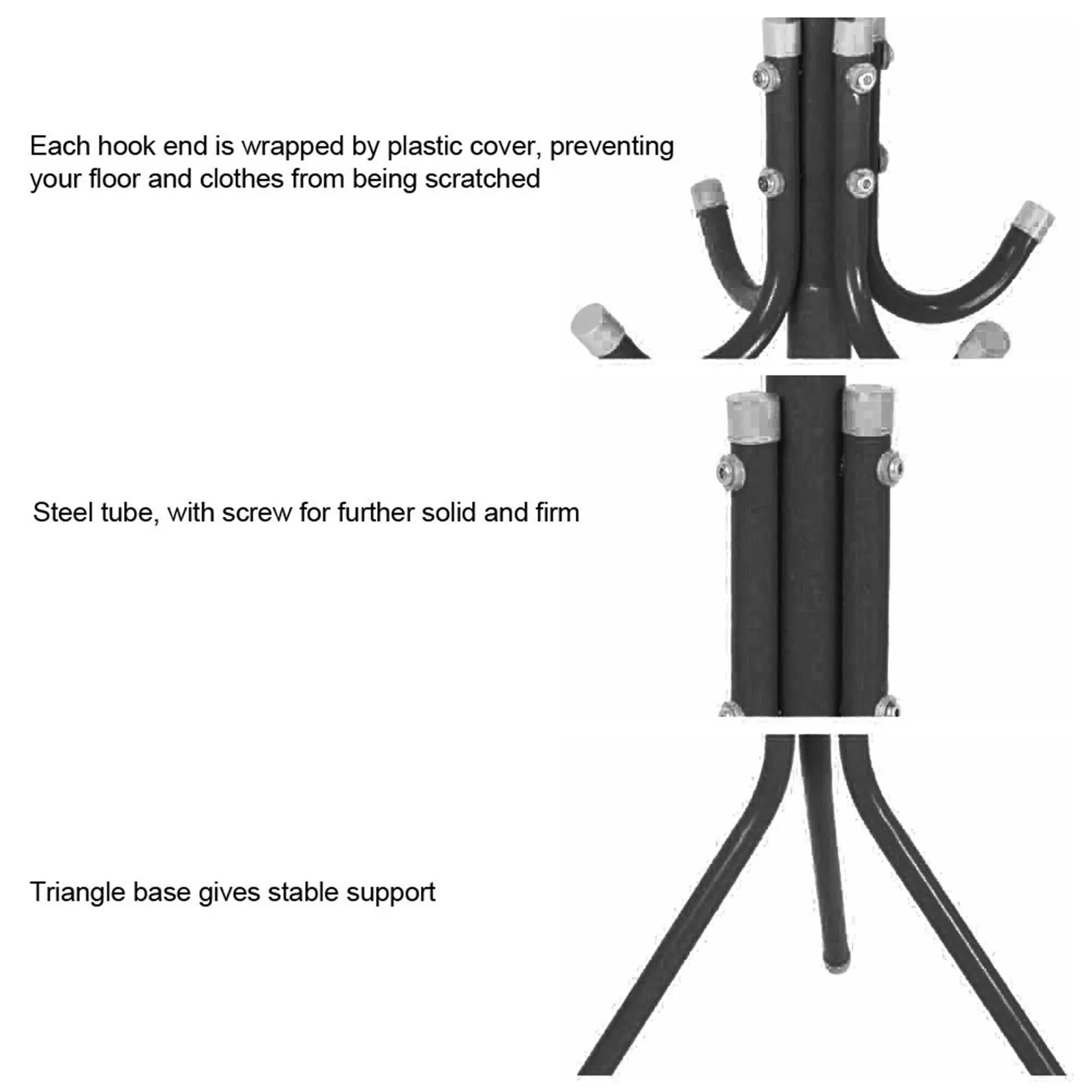 Clothes Stand Hanger Multi Hook Metal Coat Hat Rack Tree Stand Clothes Bag Hanger Organizer for Home Bedroom Coat Hat Rack thumbnail 3