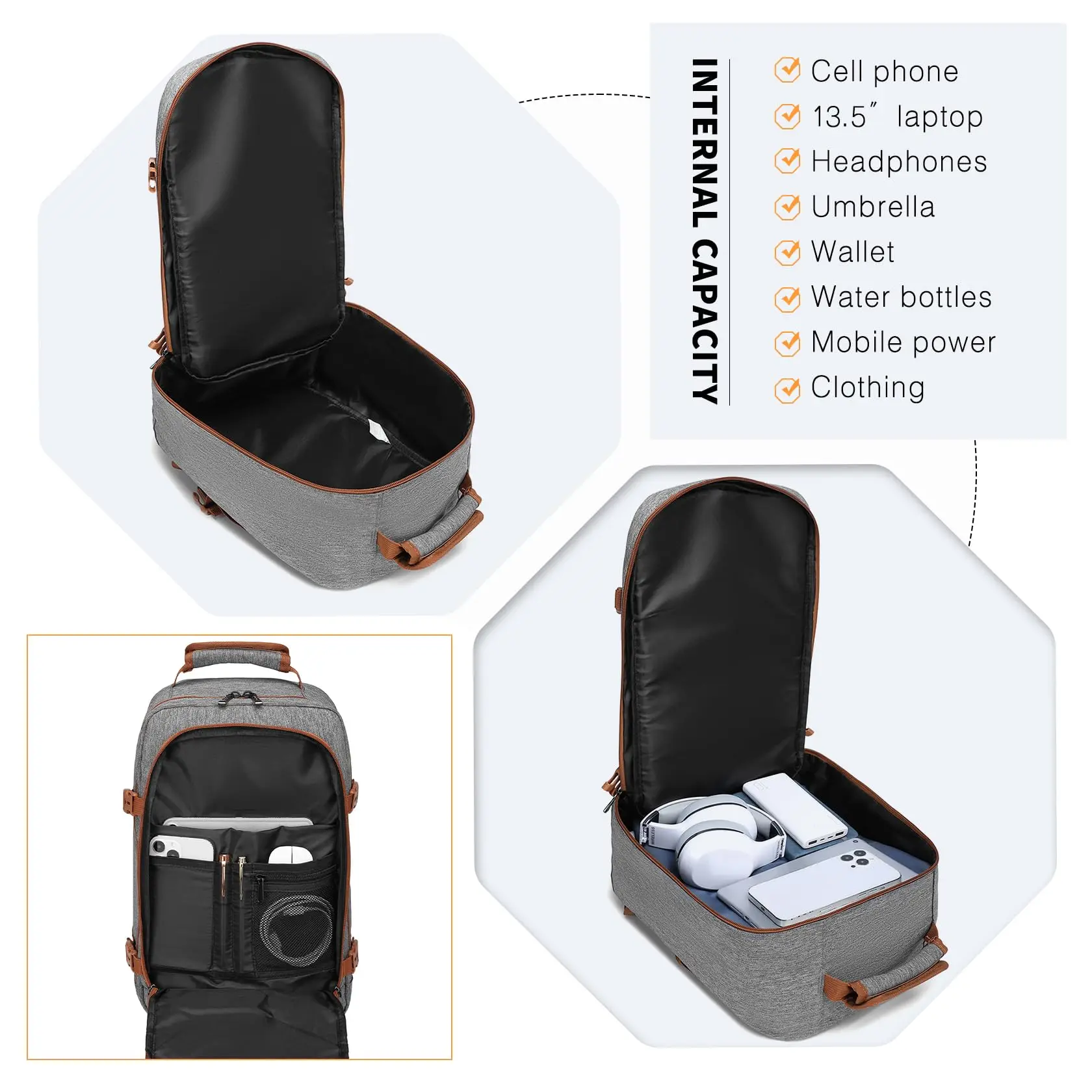 Kono Cabin Bag 40x20x25 for Ryanair Underseat Travel Carry-on Backpack Cabin Size 20L thumbnail 5