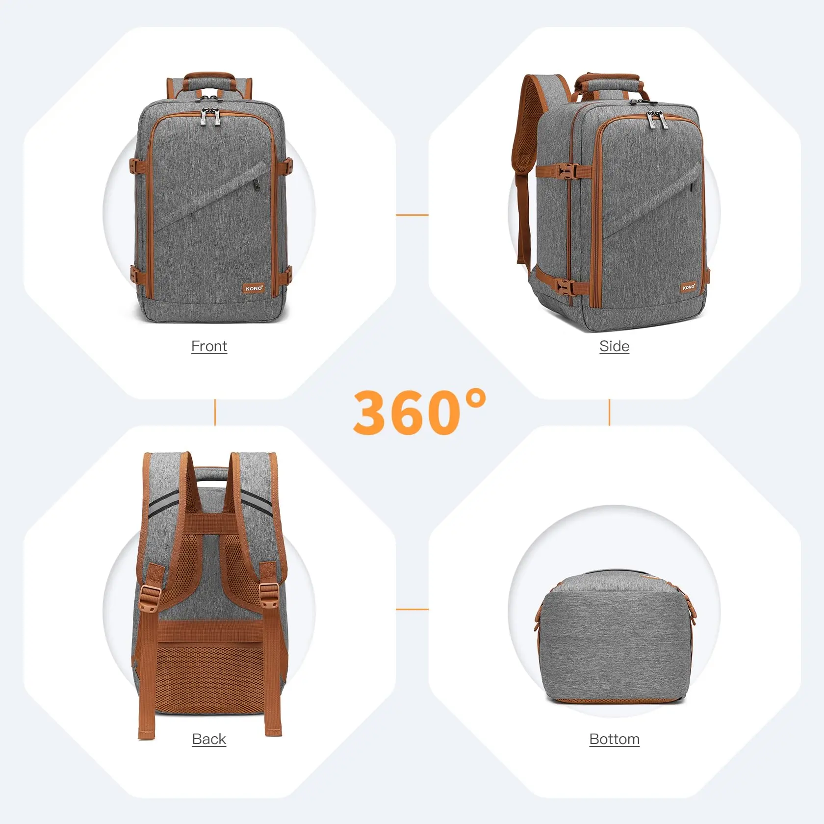 Kono Cabin Bag 40x20x25 for Ryanair Underseat Travel Carry-on Backpack Cabin Size 20L thumbnail 4