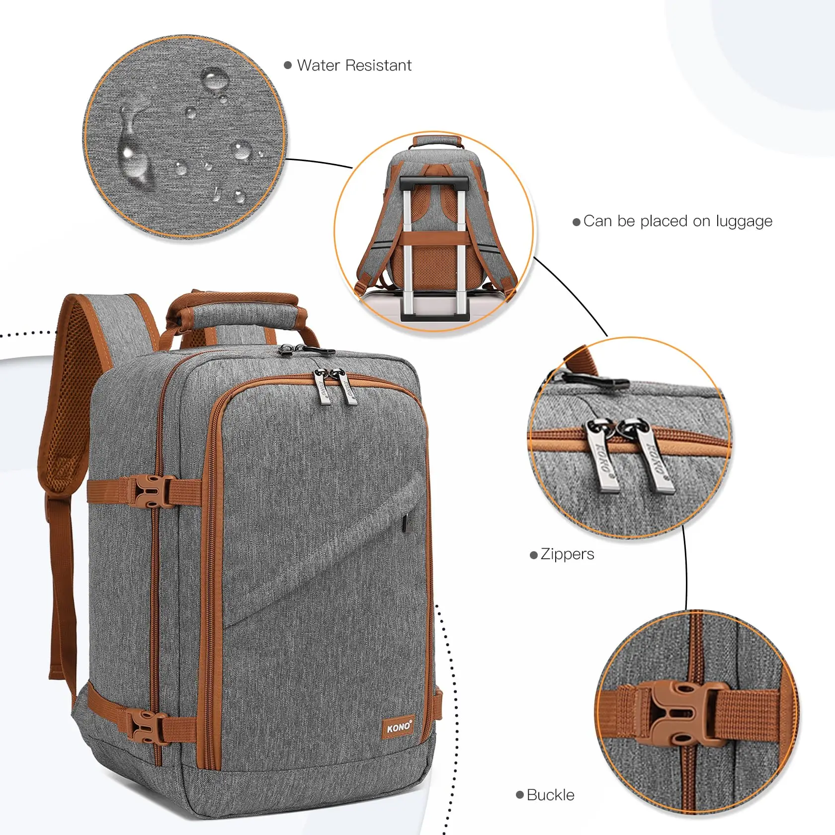 Kono Cabin Bag 40x20x25 for Ryanair Underseat Travel Carry-on Backpack Cabin Size 20L thumbnail 3