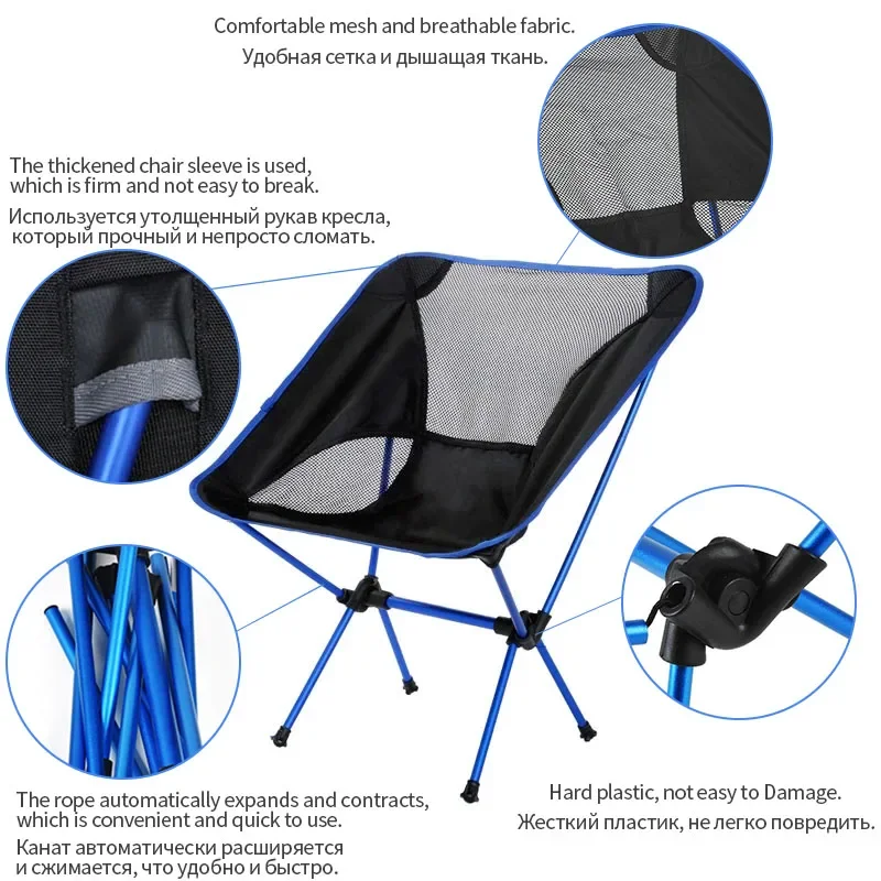 Portable Folding Camping Chair Compact Collapsible Backpacking Chair Beach Chair with Carry Bag for Outdoor Hiking Fishing thumbnail 2