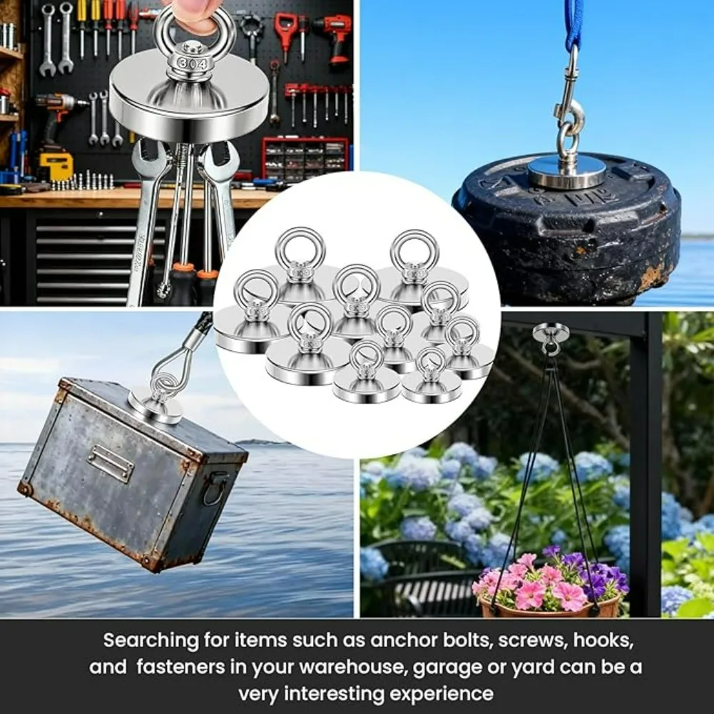 Super Powerful Magnet Neodymium Fishing Magnets Super Strong Magnets Search Magnet with Eyebolt for Salvage Magnetic Fishing thumbnail 6
