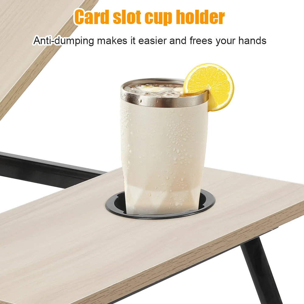 Folding Desk Laptop Table for Bed and Sofa Laptop Desk 5-level Height Adjustment with Cup holder Multifunction Table thumbnail 3