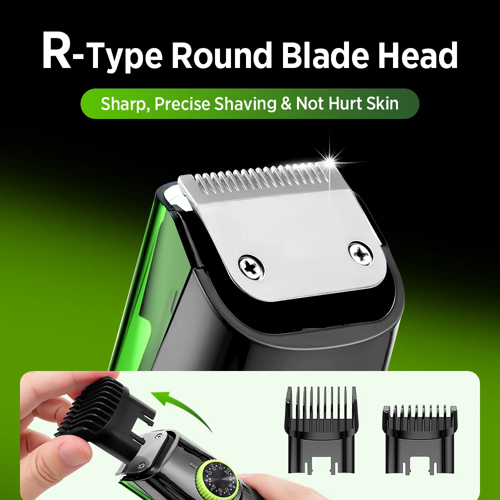 Cordless Men Beard Trimmer Rechargeable Electric Shaver with 20 Trim Built-in Vacuum Clipper for Mustache Sideburns Grooming Kit thumbnail 3
